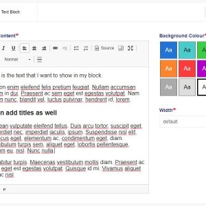 A screenshot showing a Text Block in the Tutorial Page Builder