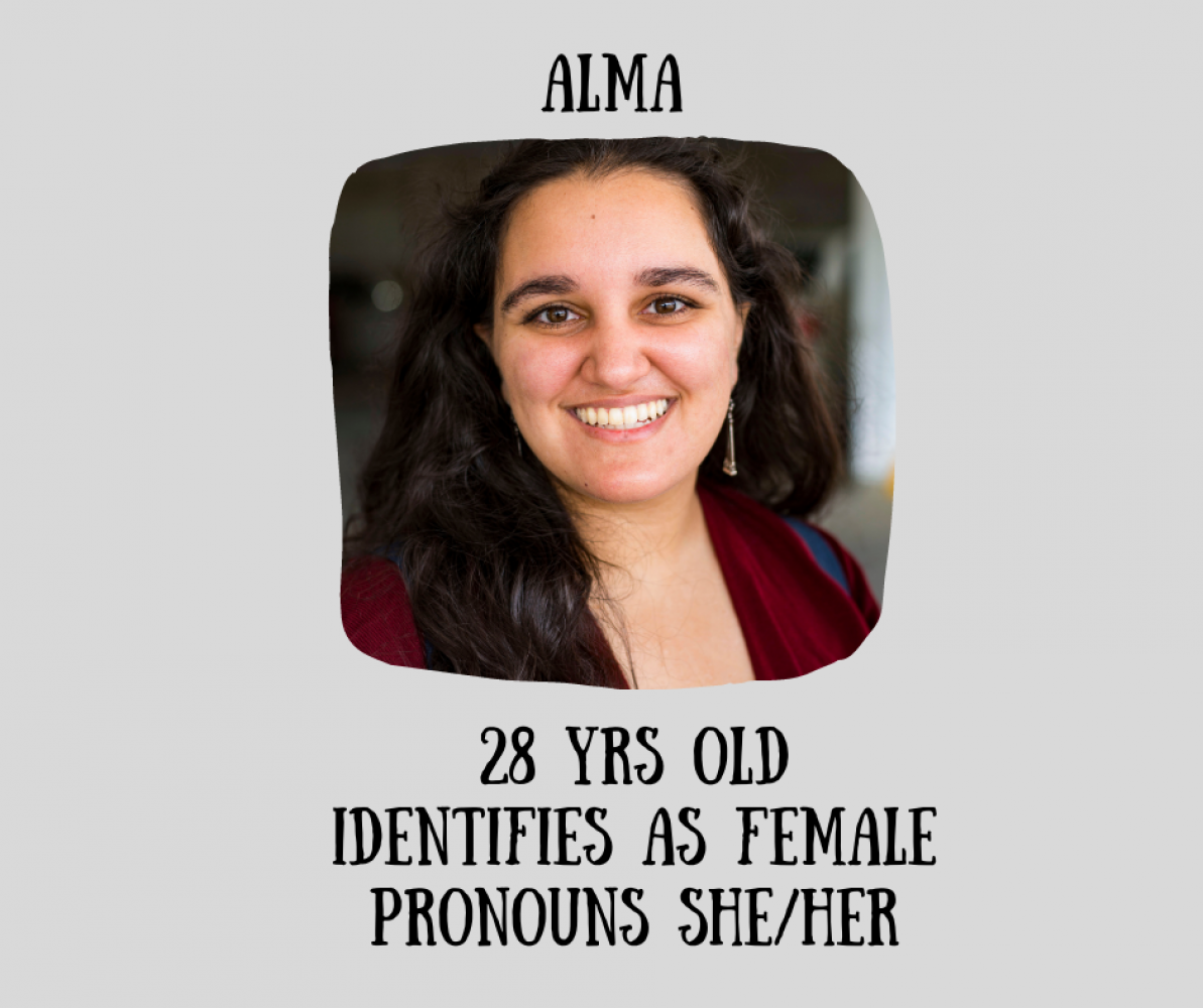 picture of young woman with dark hair name Alma