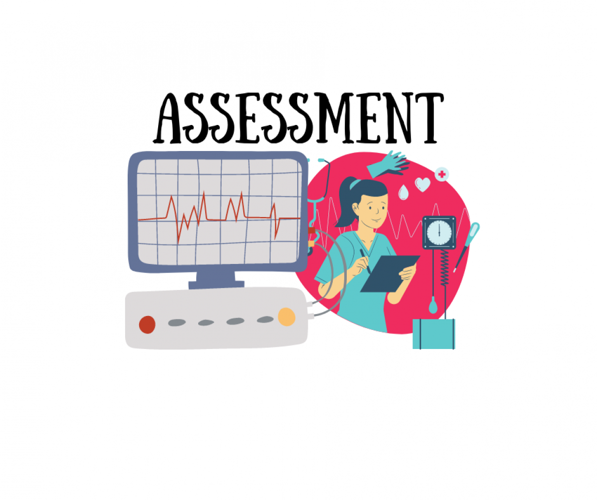 Assessment showing ECG and nurse